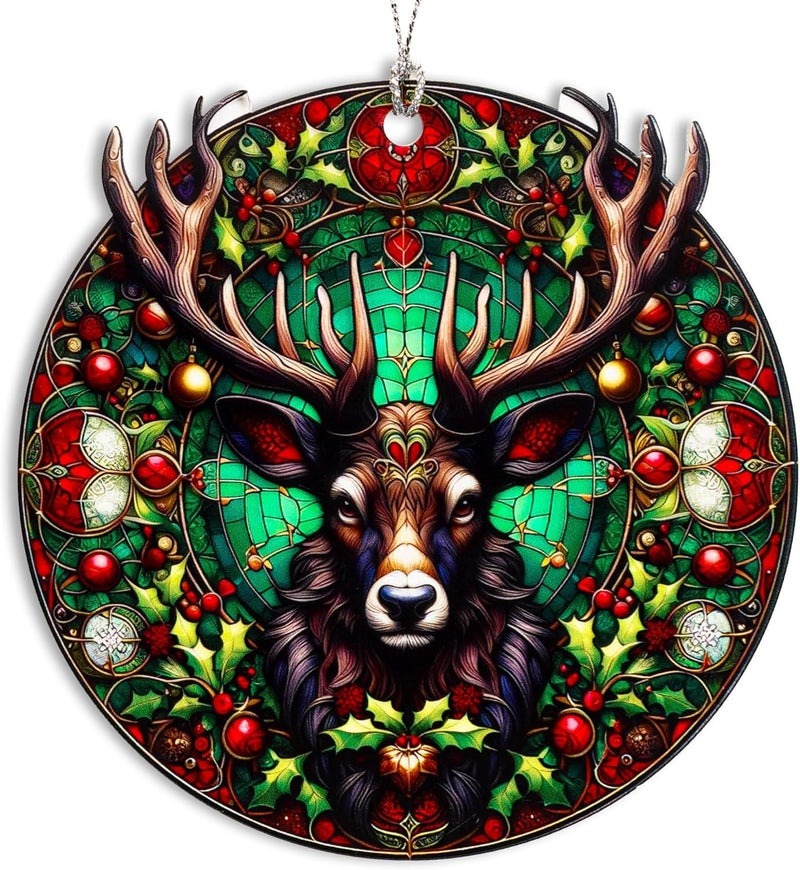 NELXI Reindeer Ornament, Reindeer Ornaments for Christmas Tree, Hunting Ornaments for Christmas Tree, Classic Gothic Fantasy Christmas Ornaments 2025, Deer Decor, Woodland Holiday Ornament Gift - Image 1